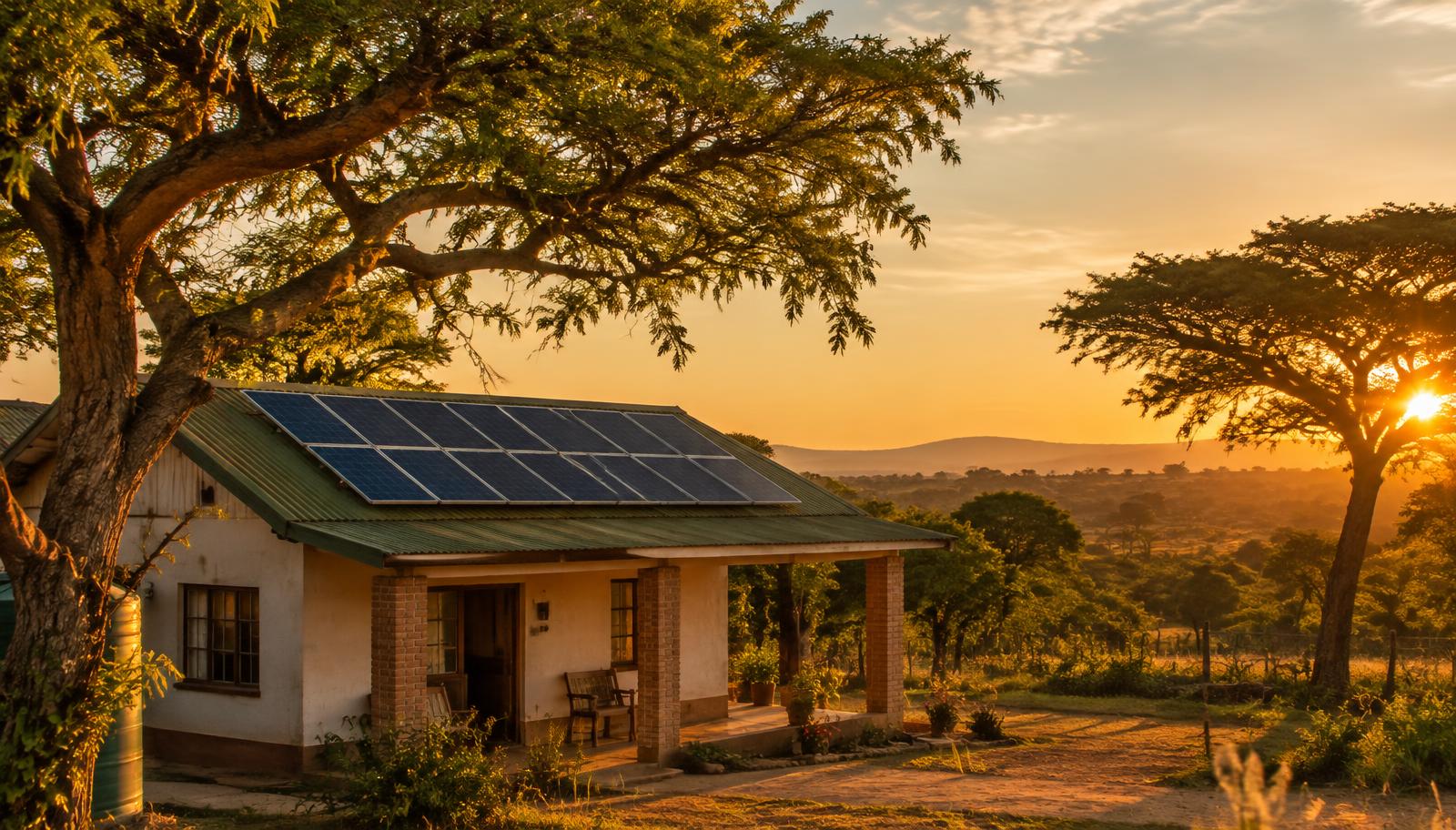 Solar panels on a Zimbabwean farmhouse